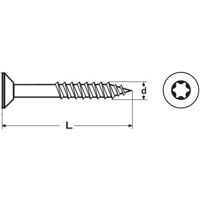 Killich vrut 4.0x50/30 ŽLTÝ ZINOK čiastočný závit zápustná hlava TORX 20 [1 ks]