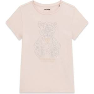 GUESS Розова тениска за момиче с кристално мече Guess
