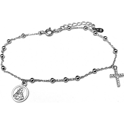 Zlatnictví Zlatíčko stříbrný náramek křížek a medailonek AH4896