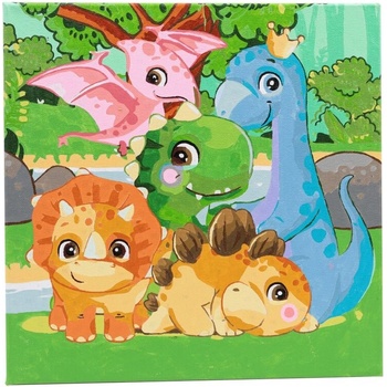 Craft Buddy Творчески комплект, Craft Buddy, Рисуване по номера, Семейство динозаври, 30 х 30 см