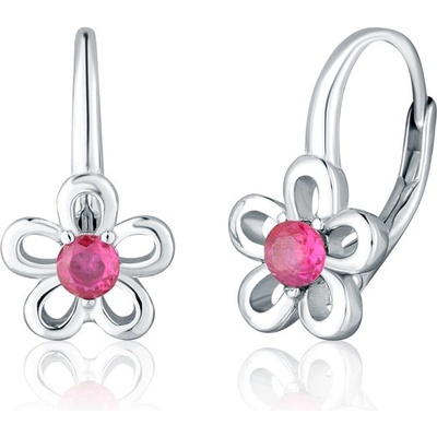 JVD Dámské klasické stříbrné náušnice s rubíny SVLE0554SH2R1KL