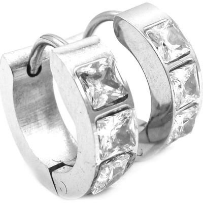 Steel Jewelry náušnice bílé krystalkové kroužky z chirurgické oceli NS220247