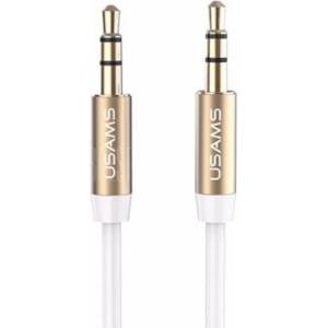 USAMS Аудио адаптер USAMS 3, 5 mm - 3, 5 mm 1 м, бял (Usa000106)