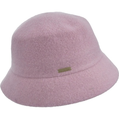 Seeberger zimní vlněný bucket hat srolovatelný do kabelky dvojitá krempa růžový