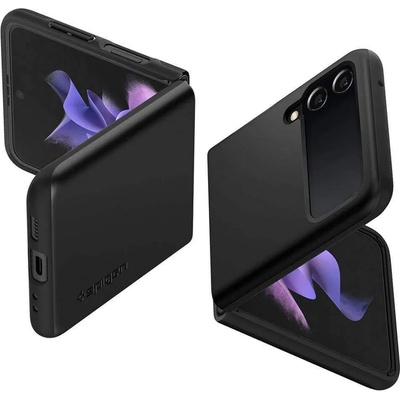 Spigen Thin Fit Case - качествен тънък матиран кейс за Samsung Galaxy Z Flip 3 (черен)
