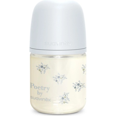 Suavinex Poetry SX Pro Physiological S стъклено бебешко шише 0 m+ Slow Flow - Blue 120ml