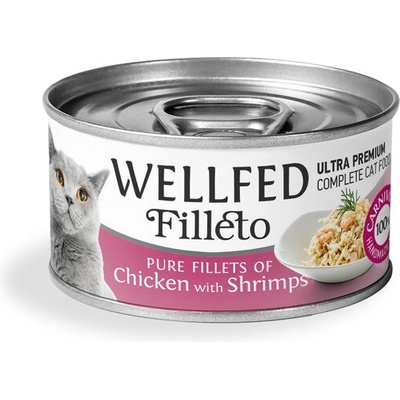 WELLFED Гурме за котки Wellfed Filleto Chicken & Shrimps, 70 гр