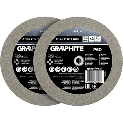 Graphite Brusné kotouče 125 x 20 / 16 / 12,7 x 16 mm P60 57T127 2 ks