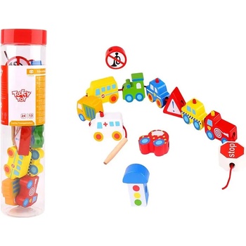 Tooky Toy Дървена игра за низане Превозни средства tkb512b