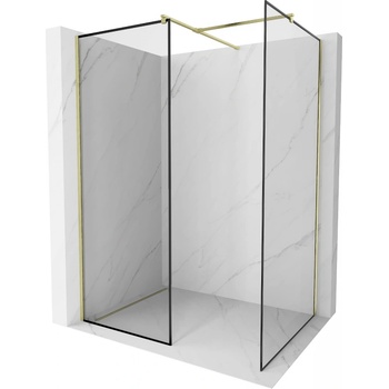 Mexen Kioto душ-панел Walk-in 100 x 100 cm, черна рамка, злато четкано - 800-100-202-55-70-100 (800-100-202-55-70-100)