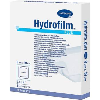 HARTMANN Hydrofilm Plus Прозрачна филм-превръзка с абсорбираща подложка 9cm x 10cm 5 бр