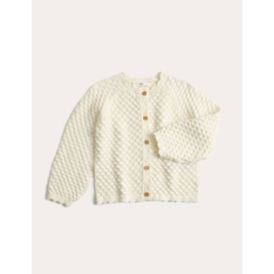 Marks & Spencer Плетен кардиган от чист памук (2-8 години) Marks & Spencer кремава Marks & Spencer | Bezhov | Момичешки | 2-3 години