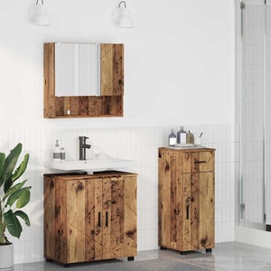 vidaXL Комплект мебели за баня 3 бр. Старо дърво 61 x 35 x 64 см (3392961)