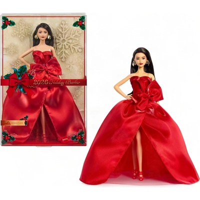 Mattel Barbie Signature vianočná zberateľská bábika 2026 čiernovlasá v červených šatách