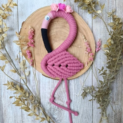 Auura Macramé dekorace - Plameňák Varianta: Varianta 2