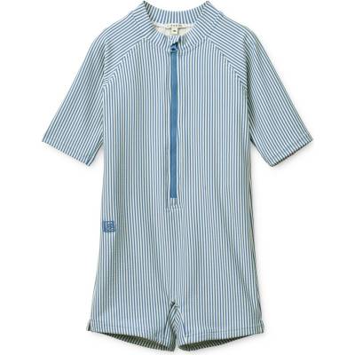 LIEWOOD Детски бански костюм LIEWOOD Kid's Max Seersucker Shortsleeve Swim Jumpsuit Swimsuit - Riverside / Creme De La Creme - размер 62 (EU) (750-3107-0112)