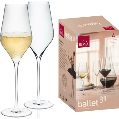 RONA Sada 4 SKLENIČKY NA ŠAMPAŇSKÉ Ballet 310 ml