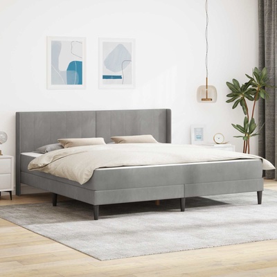 vidaXL Рамка за легло с матрак Светлосиво 180 x 200 cm Кадифе (3414879)
