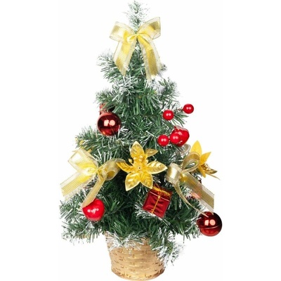 Stromček MagicHome Vianoce, ozdobený, zlato-červený, 40 cm