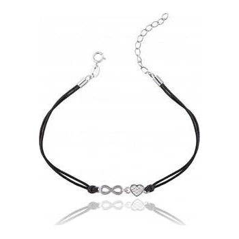 Nubis černý se stříbrným nekonečnem a srdíčkem IT0011-K