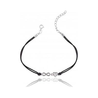 Nubis černý se stříbrným nekonečnem a srdíčkem IT0011-K