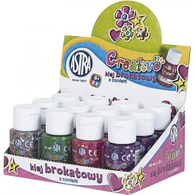 Astra CREATIVO Glitrové lepidlo s konfetami 40 ml mix farieb 332114002