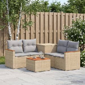vidaXL Комплект дивани 6 бр. Бежов и Светло Сив 55 x 55 x 37 см (3447631)