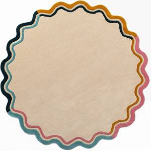 Flair Rugs Ръчно изработен вълнен кръгъл килим в естествен цвят ø 180 cm Leo Scallop - Flair Rugs (503119381120)