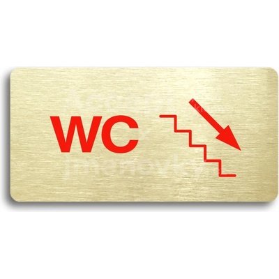 ACCEPT Piktogram WC VPRAVO DOLŮ - zlatá tabulka - barevný tisk bez rámečku