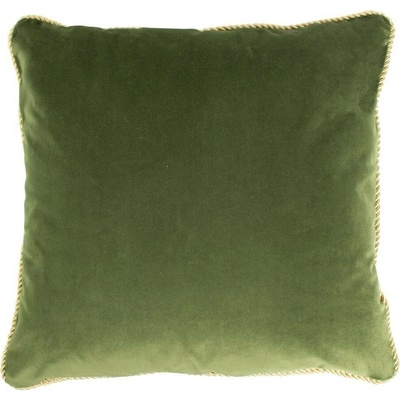 Mars & More Zelený sametový polštář obšitý krouceným zlatým provázkem Velvet 45x10x45