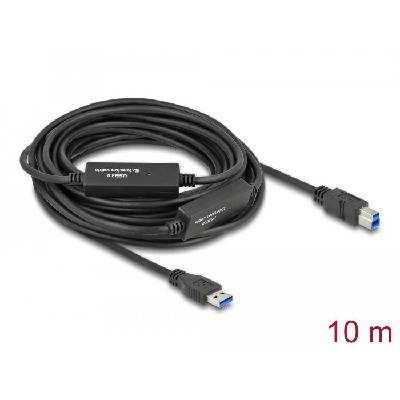 Кабел Delock USB-A мъжко - USB-B женско, USB 3.2Gen1, 10м, Черен (DELOCK-85380)