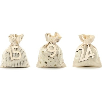 PartyDeco Adventní kalendář pytlíčky 8 x 18 x 6,5 cm