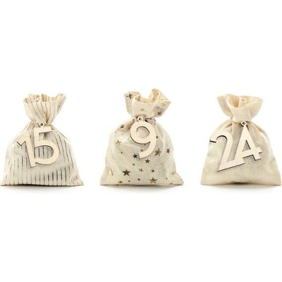 PartyDeco Adventní kalendář - Vánoční pytlíčky na malé dárky 10 x 13 cm