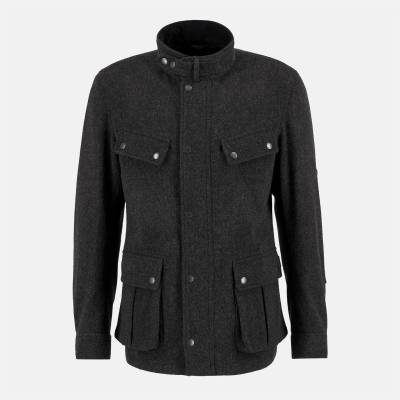 Barbour International Men's Duke Long Sleeve Full Zip 4 Pocket Pea Coat - Char Marl CH71