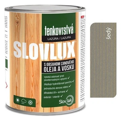 Slovlux Tenkovrstvá lazúra 0,7 l sivá