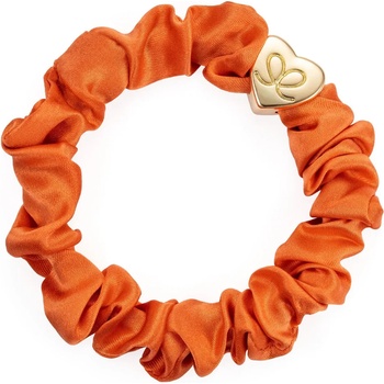 By Eloise London Silk Scrunchie Gold Heart Ластик за коса за жени цвят Orange Peel