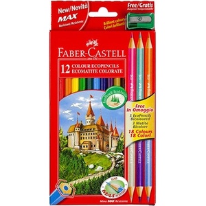 Faber-Castell Комплект цветни моливи Faber-Castell, 12+3 броя