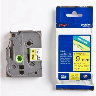 Páska do štítkovače Brother TZe-621 9mm černý tisk/žlutý podklad