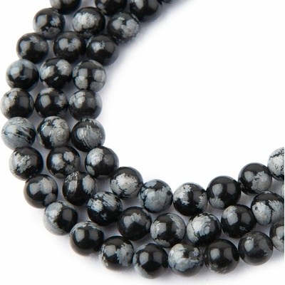 Minerálne koráliky Obsidián vločkový 6mm - 10 ks