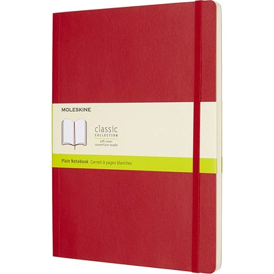 Moleskine Тефтер с меки корици Moleskine Classic Plain XL - Червен, бели листове