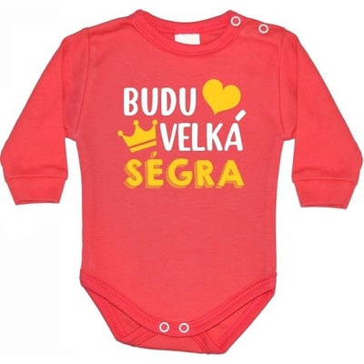 Body s potiskem Budu velká ségra Lososová Canvas Dětské body Bezvatriko.cz