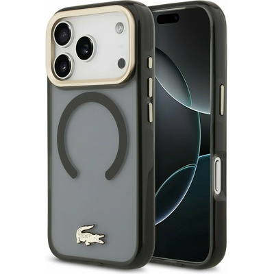 Lacoste PC/TPU Frosted Finish Gold Logo MagSafe Заден калъф за iPhone 17 Pro Black Lacoste | Cheren | МЪЖЕ | UNI