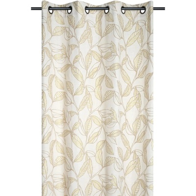 Home Styling Collection Záclona s potiskem béžových listů ANER, 260 x 140 cm béžová