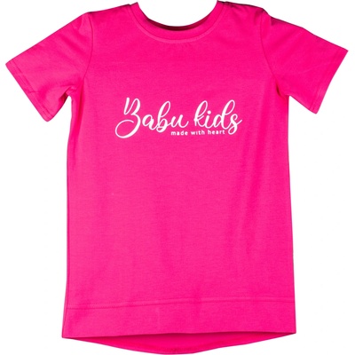 Dívčí prodloužené tričko s krátkým rukávem fuchsia