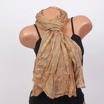 Image 1 of Нежен дамски шал в бежово-кафяв цвят
