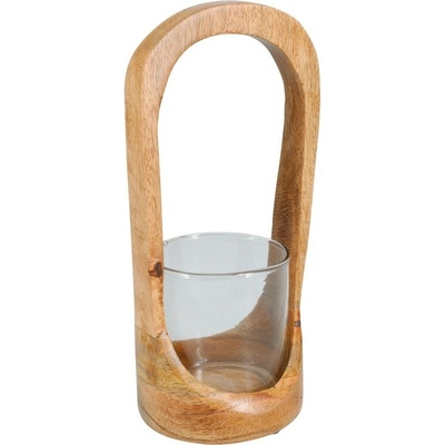 Svícen dřevo, sklo 115x250mm, přírodní, čirá – Zboží Mobilmania