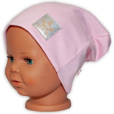Baby Nellys detská čiapka s dvojitým lemom sv. růžová