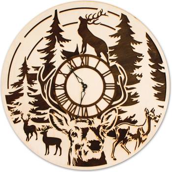 Dekor z Lesa Drevené hodiny Lesná Idylka Farebné 48 x 48 cm