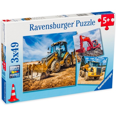 Ravensburger Пъзел Ravensburger от 3 х 49 части - Строителни машини (05032)