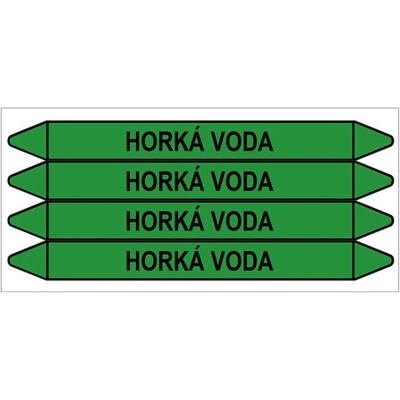 Značení potrubí, horká voda,4 ks, 250 × 26 mm PZ 008736
